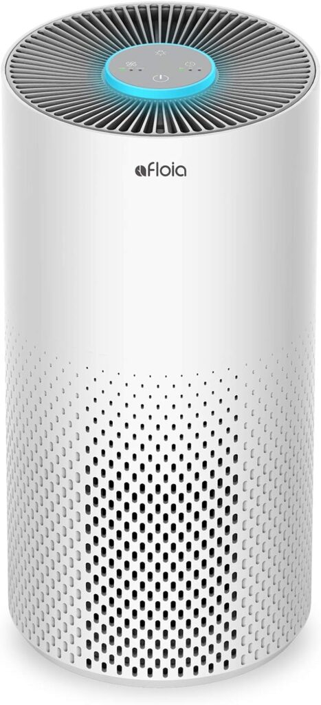 Afloia Air Purifiers for Home Bedroom Large Room Up to 1076 Ft², True HEPA Filter Air Purifier for Pets Dust Pollen Allergies Dander Mold Odor Smoke, 22dB7 Color Light, Kilo White