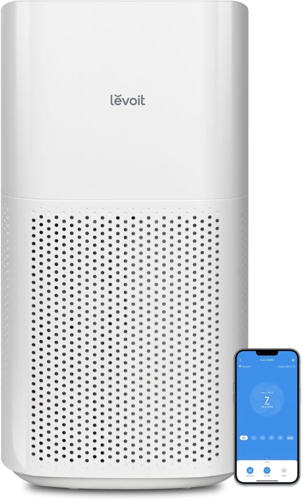 LEVOIT Air Purifiers for Home Large Room Up to 3175 Sq. Ft with Smart WiFi, PM2.5 Monitor, HEPA Sleep Mode, 3-in-1 Filter for Smoke, Pet Allergies, Dust and Odor, Alexa Control, Core 600S-P, White